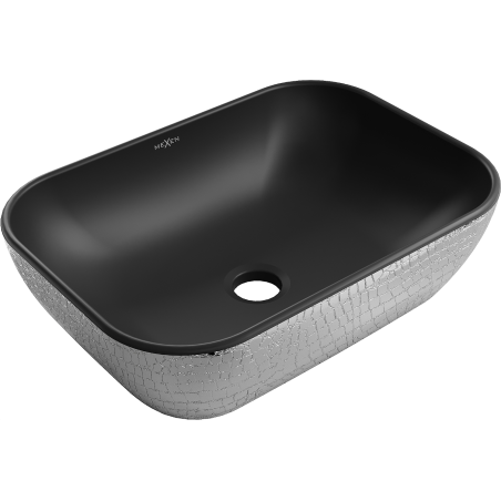 Mexen Rita lavabo sur plan 45 x 32 cm, noir mat/motif écaille argent - 21084572