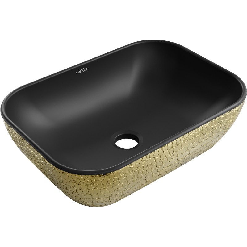 Mexen Rita lavabo sur plan 45 x 32 cm, noir mat/doré motif écailles - 21084578