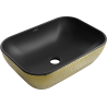 Mexen Rita lavabo de comptoir 45 x 32 cm, Noir mat/or motif écaille - 21084578