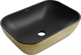 Mexen Rita lavabo de comptoir 45 x 32 cm, Noir mat/or motif écaille - 21084578