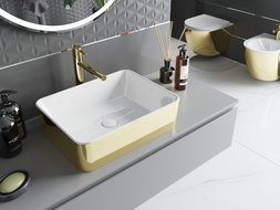 Mexen Catia lavabo de comptoir 48 x 37 cm, blanche/or - 21314806
