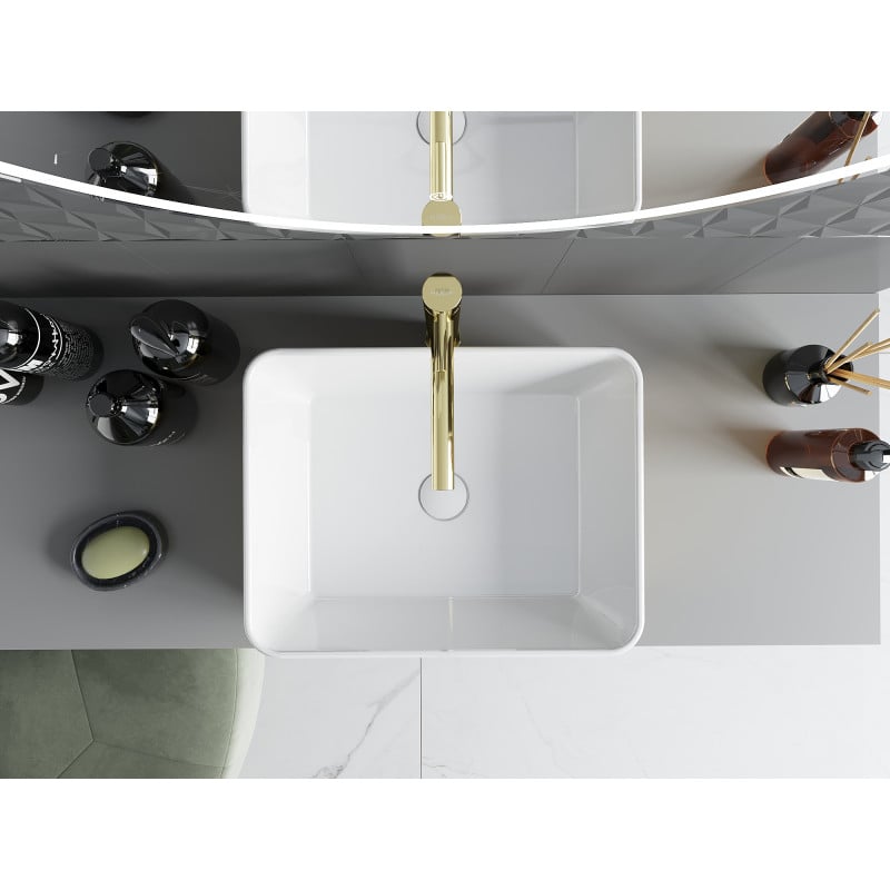 Mexen Catia lavabo à poser 48 x 37 cm, blanc/or - 21314806