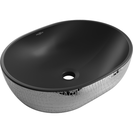 Mexen Viki lavabo de comptoir 48 x 35 cm, Noir mat/Argent motif écaille - 21054872