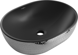 Mexen Viki lavabo de comptoir 48 x 35 cm, Noir mat/Argent motif écaille - 21054872