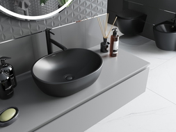 Mexen Viki lavabo de comptoir 48 x 35 cm, Noir mat - 21054885