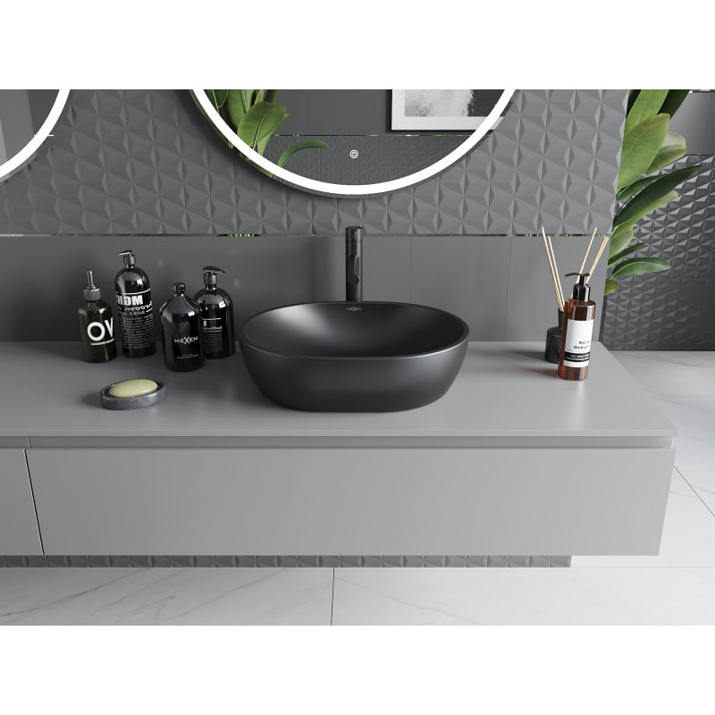 Mexen Viki lavabo sur plan 48 x 35 cm, noir mat - 21054885