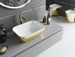 Mexen Rita lavabo de comptoir 45 x 32 cm, blanche/or - 21084506