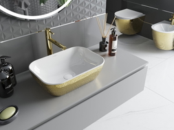 Mexen Rita lavabo à poser 45 x 32 cm, blanc/doré motif écailles - 21084554