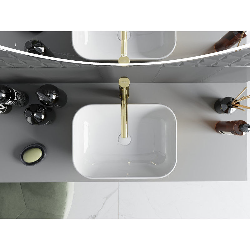 Mexen Rita lavabo à poser 45 x 32 cm, blanc/doré motif écailles - 21084554
