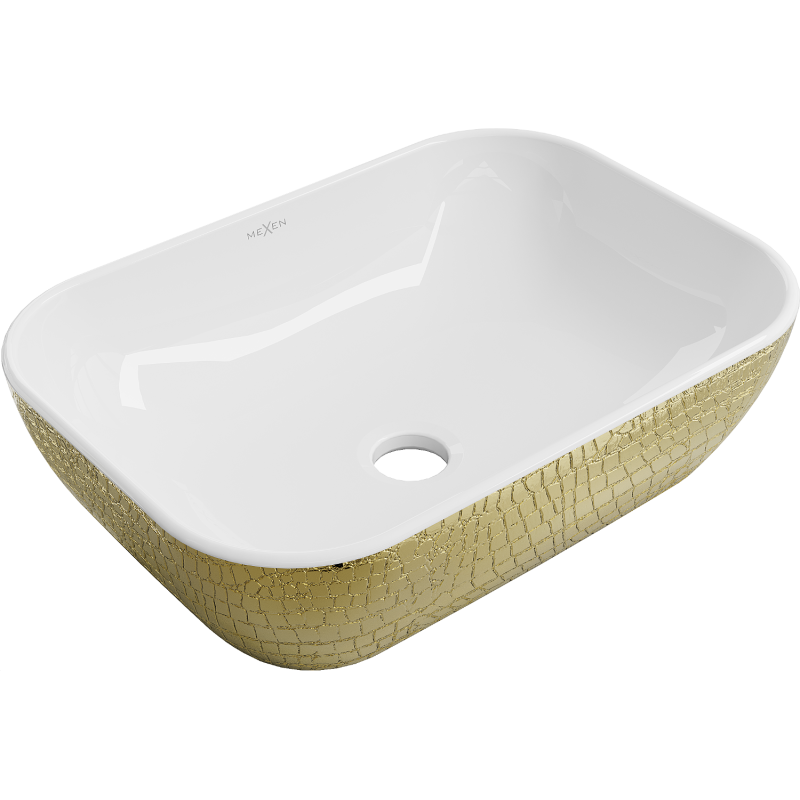 Mexen Rita lavabo à poser 45 x 32 cm, blanc/doré motif écailles - 21084554