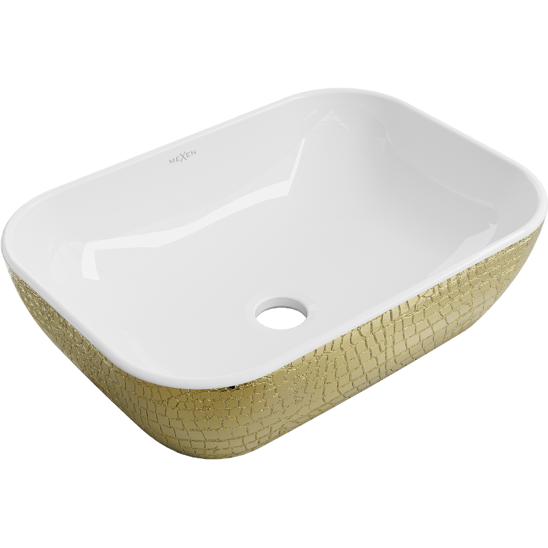 Mexen Rita lavabo à poser 45 x 32 cm, blanc/or motif écaille - 21084554
