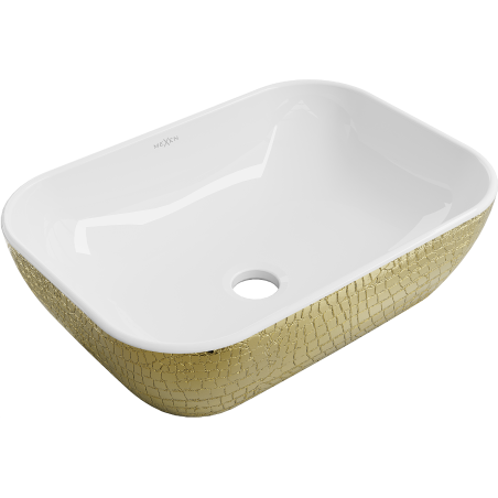 Mexen Rita lavabo à poser 45 x 32 cm, blanc/doré motif écailles - 21084554