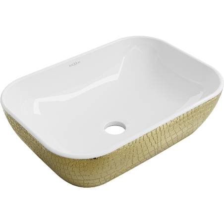 Mexen Rita lavabo à poser 45 x 32 cm, blanc/or motif écaille - 21084554