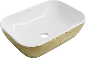 Mexen Rita lavabo à poser 45 x 32 cm, blanc/doré motif écailles - 21084554