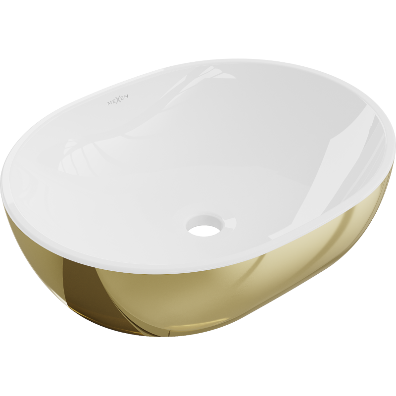 Mexen Viki lavabo à poser 48 x 35 cm, blanc/doré - 21054806