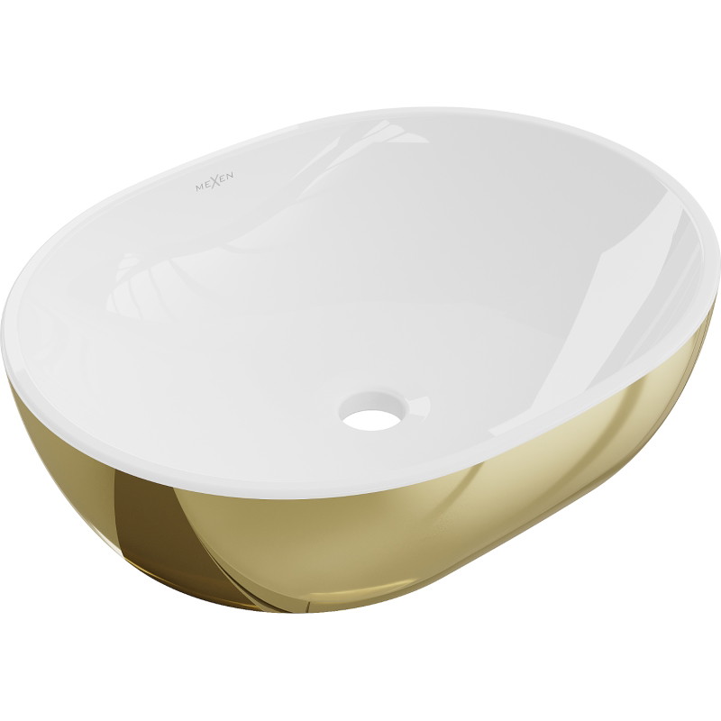 Mexen Viki lavabo de comptoir 48 x 35 cm, blanc/or - 21054806