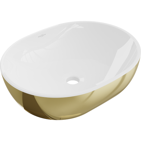 Mexen Viki lavabo à poser 48 x 35 cm, blanc/doré - 21054806