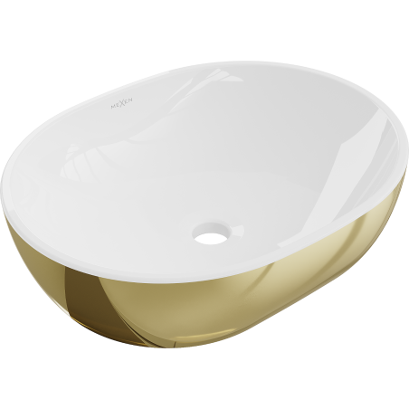 Mexen Viki lavabo de comptoir 48 x 35 cm, blanche/or - 21054806