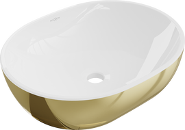 Mexen Viki lavabo de comptoir 48 x 35 cm, blanche/or - 21054806