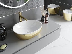 Mexen Viki lavabo de comptoir 48 x 35 cm, blanche/or - 21054806