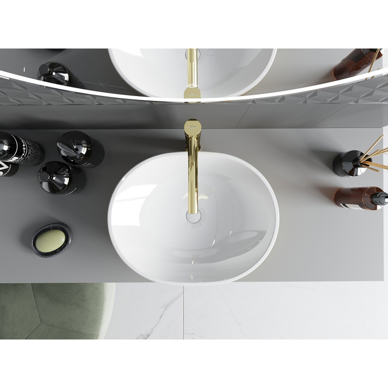 Mexen Viki lavabo de comptoir 48 x 35 cm, blanc/or - 21054806