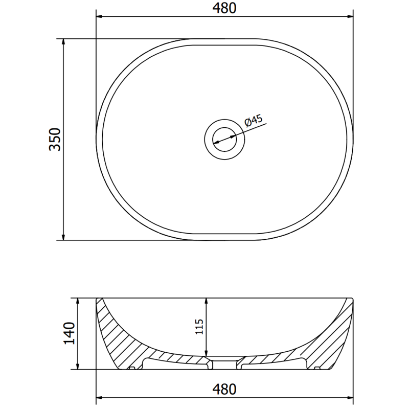 Mexen Viki lavabo sur plan 48 x 35 cm, noir mat/or - 21054876