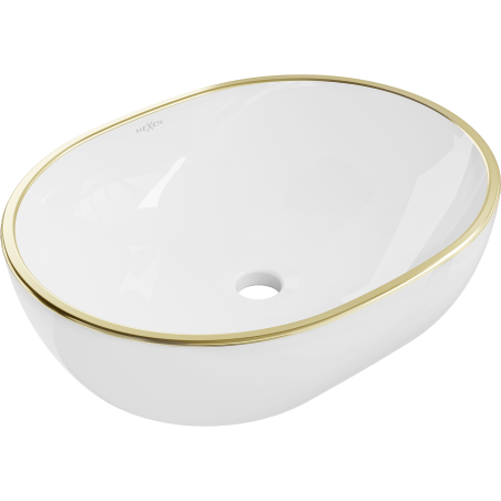 Mexen Viki lavabo de comptoir 48 x 35 cm, blanche/bord en or - 21054805