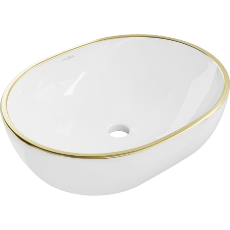 Mexen Viki lavabo sur plan 48 x 35 cm, blanc/rebord doré - 21054805