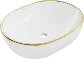 Mexen Viki lavabo sur plan 48 x 35 cm, blanc/rebord doré - 21054805