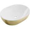 Mexen Viki lavabo sur comptoir 48 x 35 cm, blanc/or motif lignes - 21054817