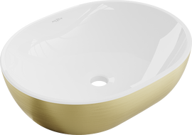 Mexen Viki lavabo de comptoir 48 x 35 cm, blanche/or motif lignes - 21054817