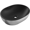 Mexen Viki lavabo à poser 48 x 35 cm, noir mat/motif argent lignes - 21054873