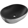 Mexen Viki lavabo à poser 48 x 35 cm, noir mat/motif lignes argenté - 21054873