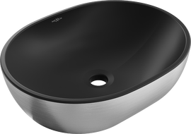 Mexen Viki lavabo à poser 48 x 35 cm, noir mat/motif lignes argenté - 21054873