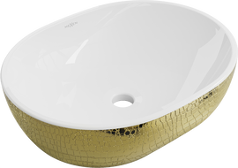 Mexen Viki lavabo de comptoir 48 x 35 cm, blanche/or motif écaille - 21054808