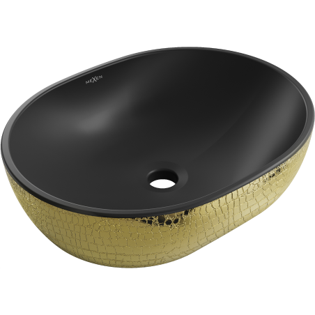 Mexen Viki lavabo de comptoir 48 x 35 cm, Noir mat/or motif écaille - 21054878