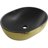 Mexen Viki lavabo de comptoir 48 x 35 cm, Noir mat/or motif écaille - 21054878
