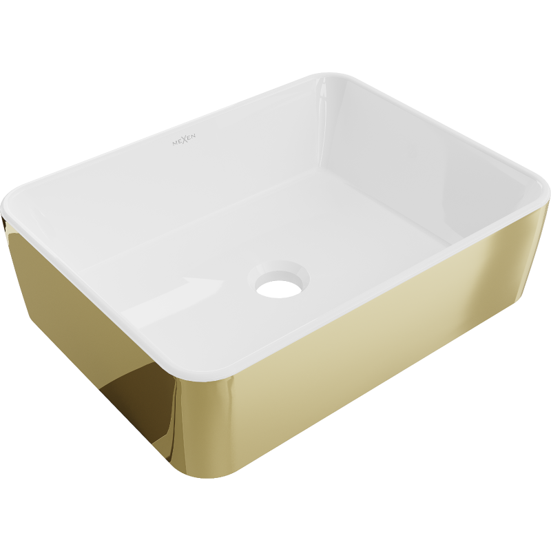 Mexen Catia lavabo à poser 48 x 37 cm, blanc/or - 21314806