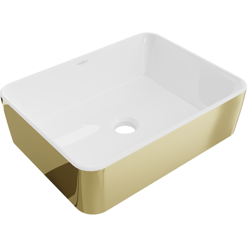 Mexen Catia lavabo de comptoir 48 x 37 cm, blanche/or - 21314806