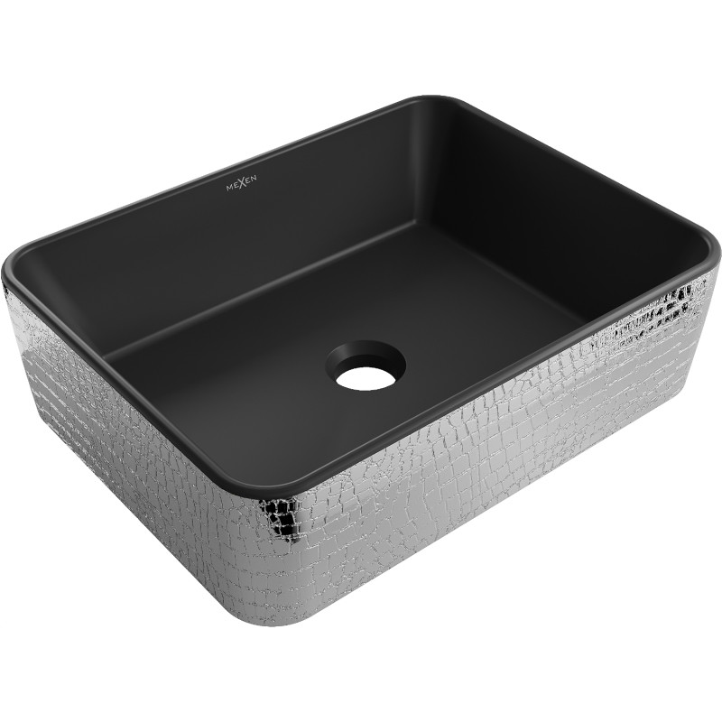 Mexen Catia lavabo à poser 48 x 37 cm, noir mat/motif écailles argenté - 21314872