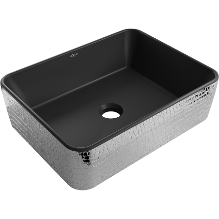 Mexen Catia lavabo de comptoir 48 x 37 cm, Noir mat/Argent motif écaille - 21314872