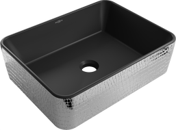 Mexen Catia lavabo de comptoir 48 x 37 cm, Noir mat/Argent motif écaille - 21314872