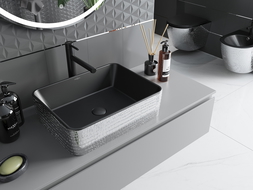 Mexen Catia lavabo de comptoir 48 x 37 cm, Noir mat/Argent motif écaille - 21314872