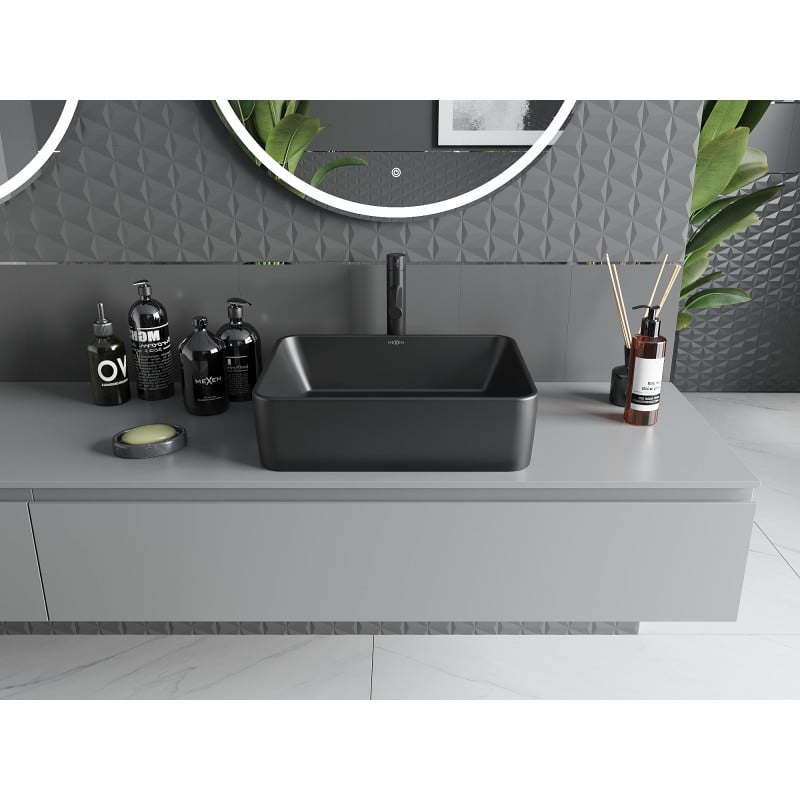 Mexen Catia lavabo à poser 48 x 37 cm, noir mat - 21314885