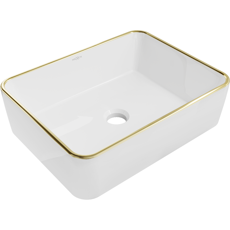 Mexen Catia lavabo de comptoir 48 x 37 cm, blanche/bord en or - 21314805