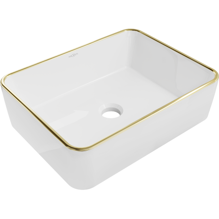 Mexen Catia lavabo de comptoir 48 x 37 cm, blanche/bord en or - 21314805