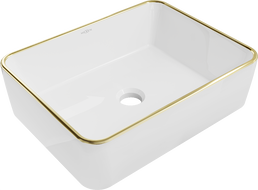 Mexen Catia lavabo à poser 48 x 37 cm, blanc/or bord doré - 21314805