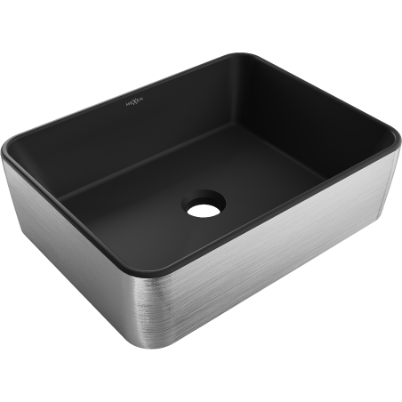 Mexen Catia lavabo de comptoir 48 x 37 cm, Noir mat/Argent motif lignes - 21314873