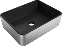 Mexen Catia lavabo de comptoir 48 x 37 cm, Noir mat/Argent motif lignes - 21314873
