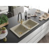 Mexen Mario évier en granit 2 bacs avec robinet de cuisine Duo, beige - 6504-69-671701-57-G